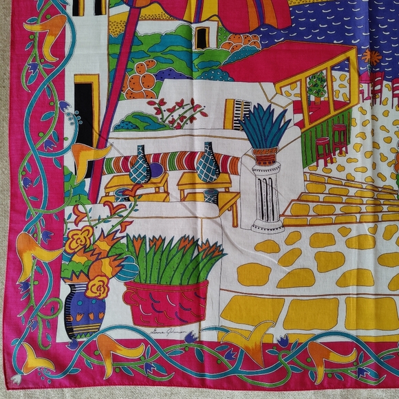 Ginnie Johansen Colorful Beach Vocation Scenery Print Cotton Scarf, - Picture 5 of 11
